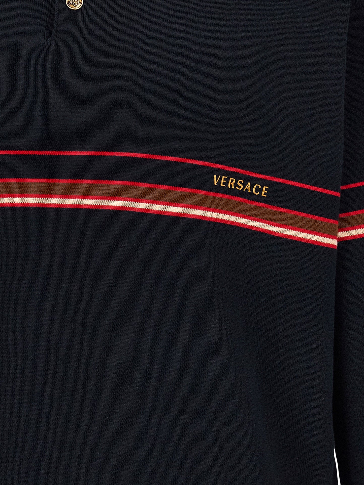 Versace Men Inlaid Striped Polo Shirt