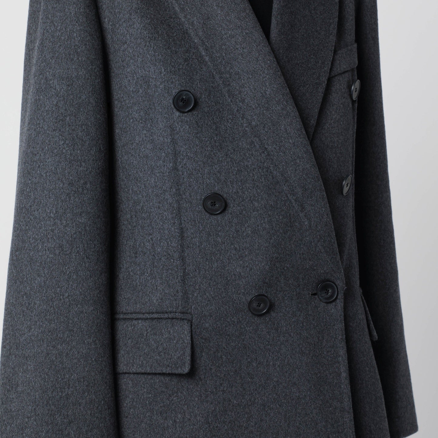 Victoria Beckham Double-Breasted Coat In Grey Melange Wool And Cashmere Women