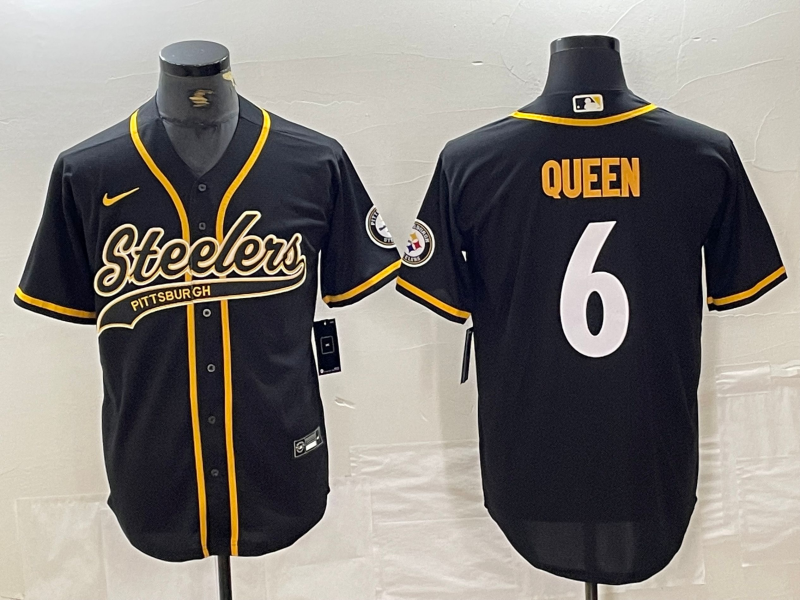 Men's Pittsburgh Steelers Patrick Queen #6 Black Player Jersey1 Joint Edition