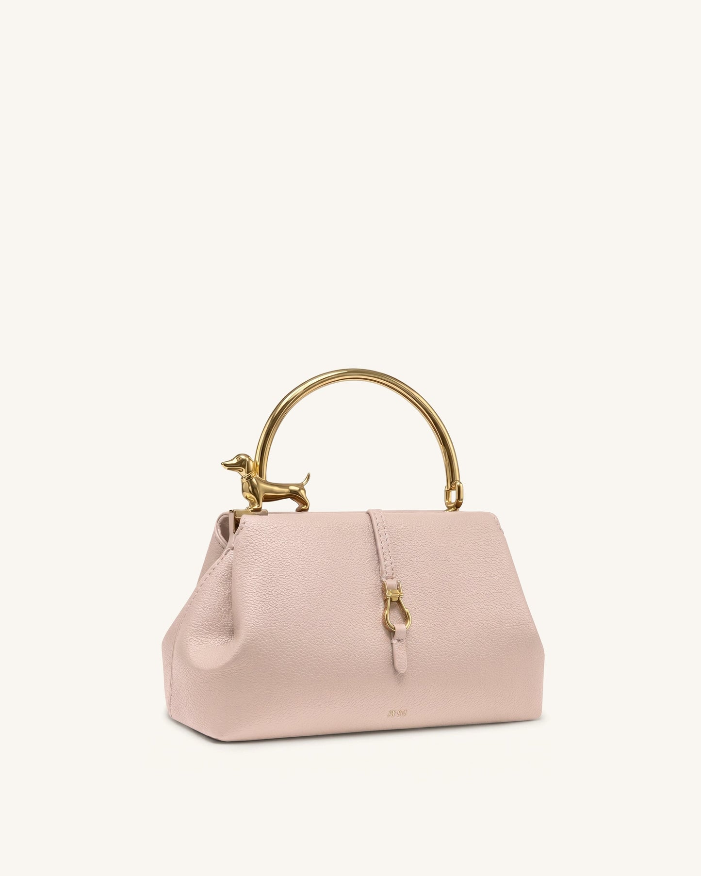Bruna Dachshund Metal Handle Top Handle Bag - Light Pink