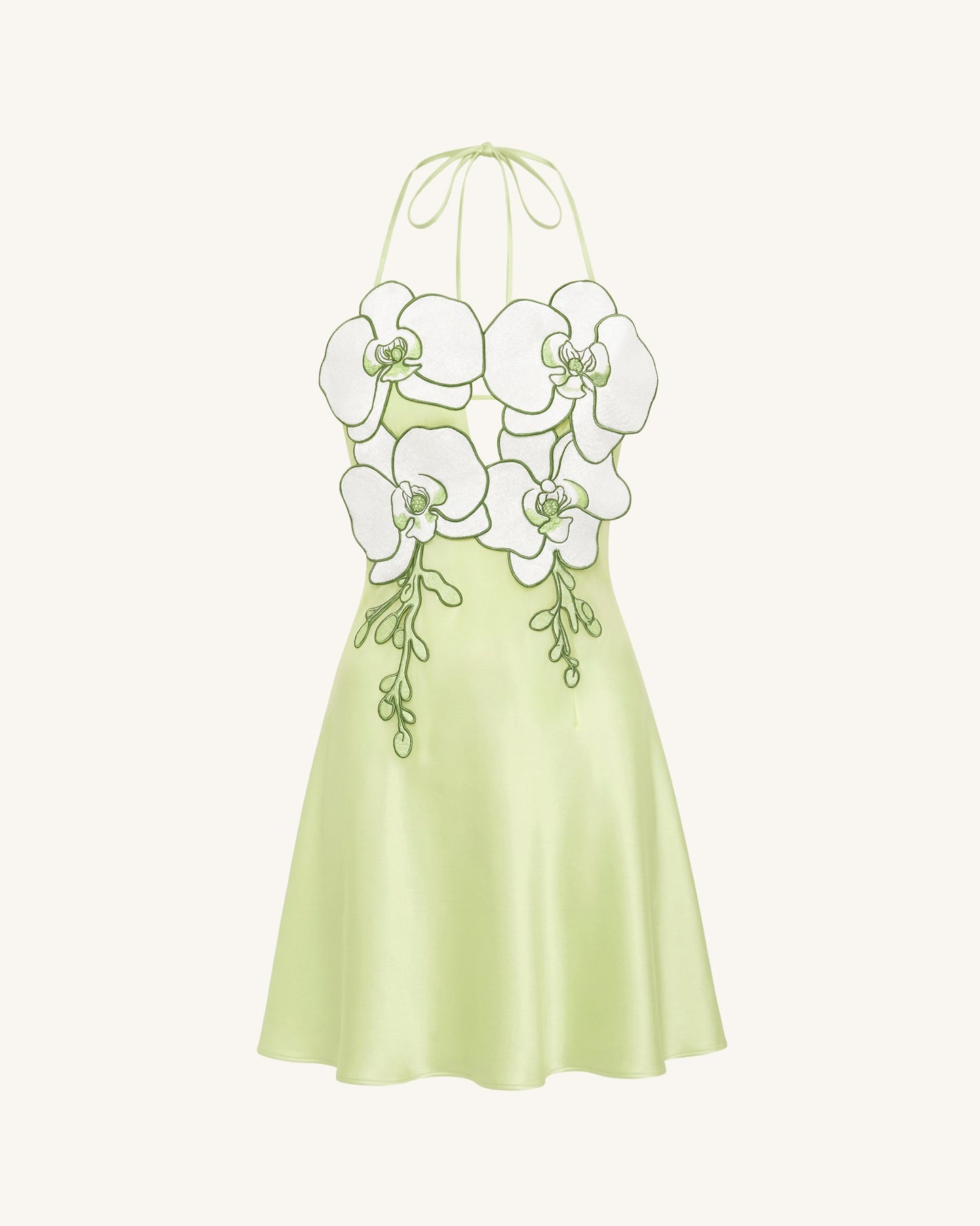 Orchid Embroidered Halter Mini Dress - Light Green