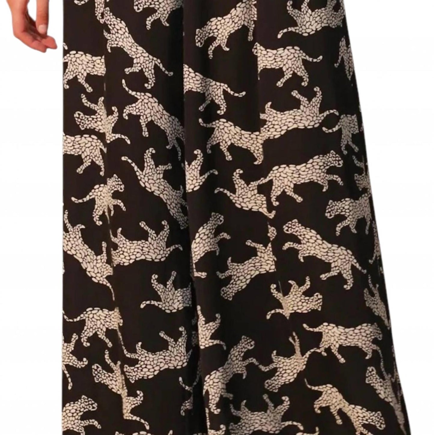 Animal Print Wide Leg Pant In Black