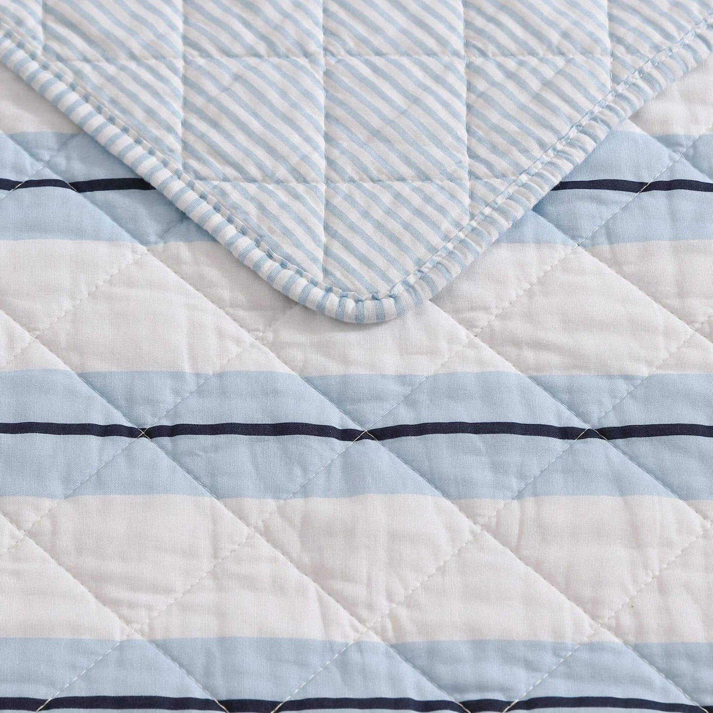 Nautica Tim Stripe Blue King Quilt Set