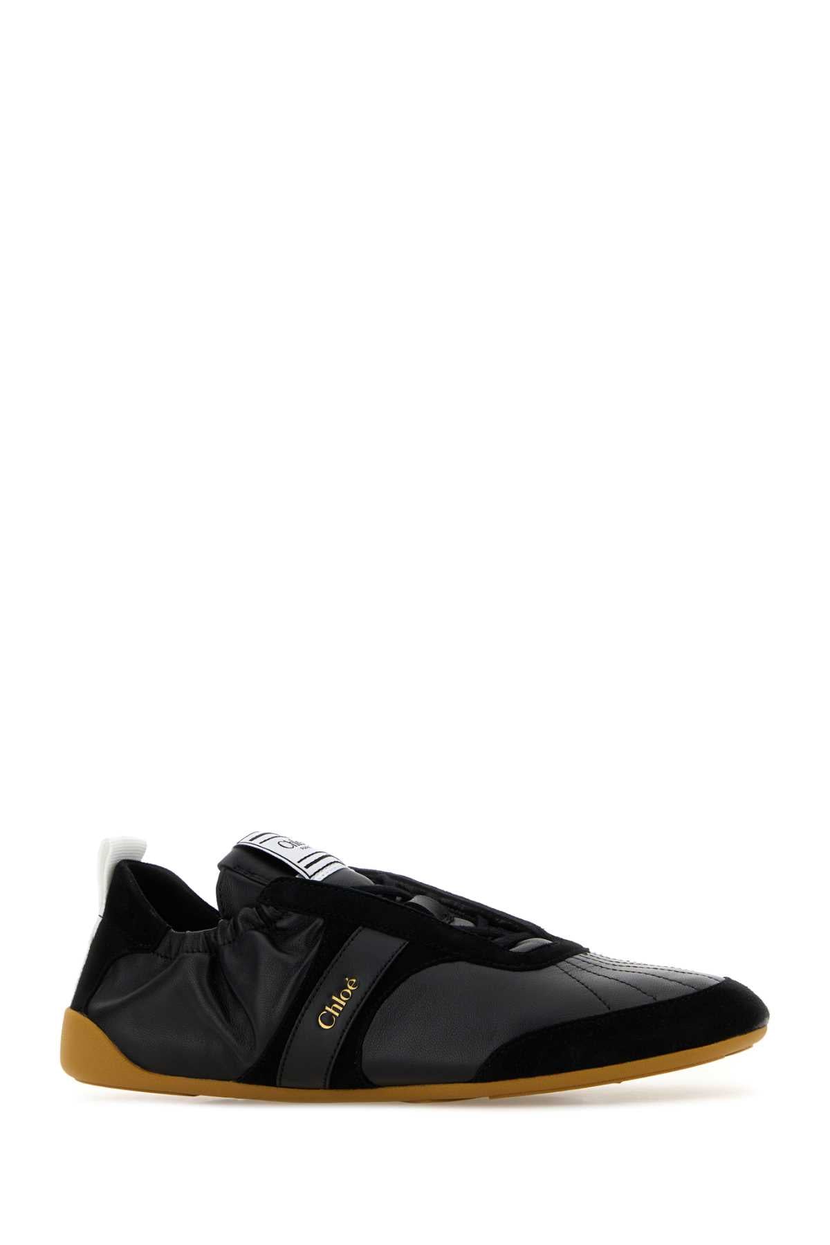 Chloe Women Black Leather Chlo㨠Kick Sneakers