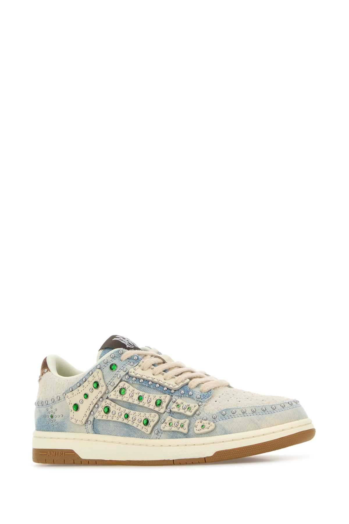 Amiri Men Denim Stud Skel Sneakers
