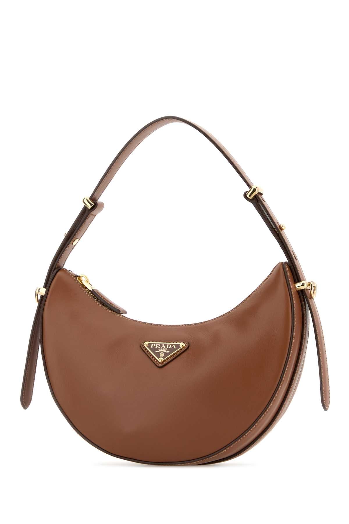 Prada Women Caramel Leather Arqu㨠Handbag