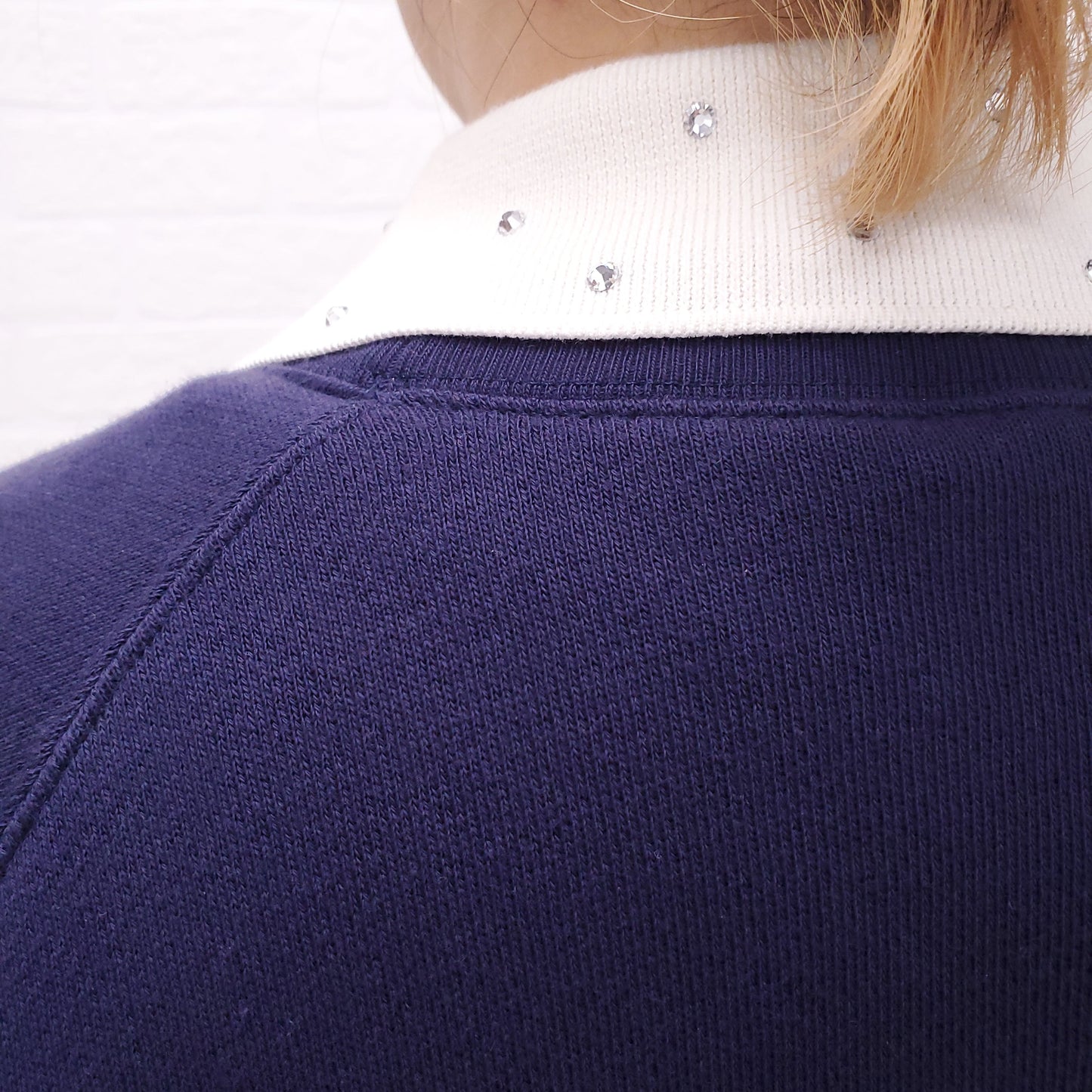 ALESSANDRA RICH EMBROIDERED NAVY SWEATER - SIZE S