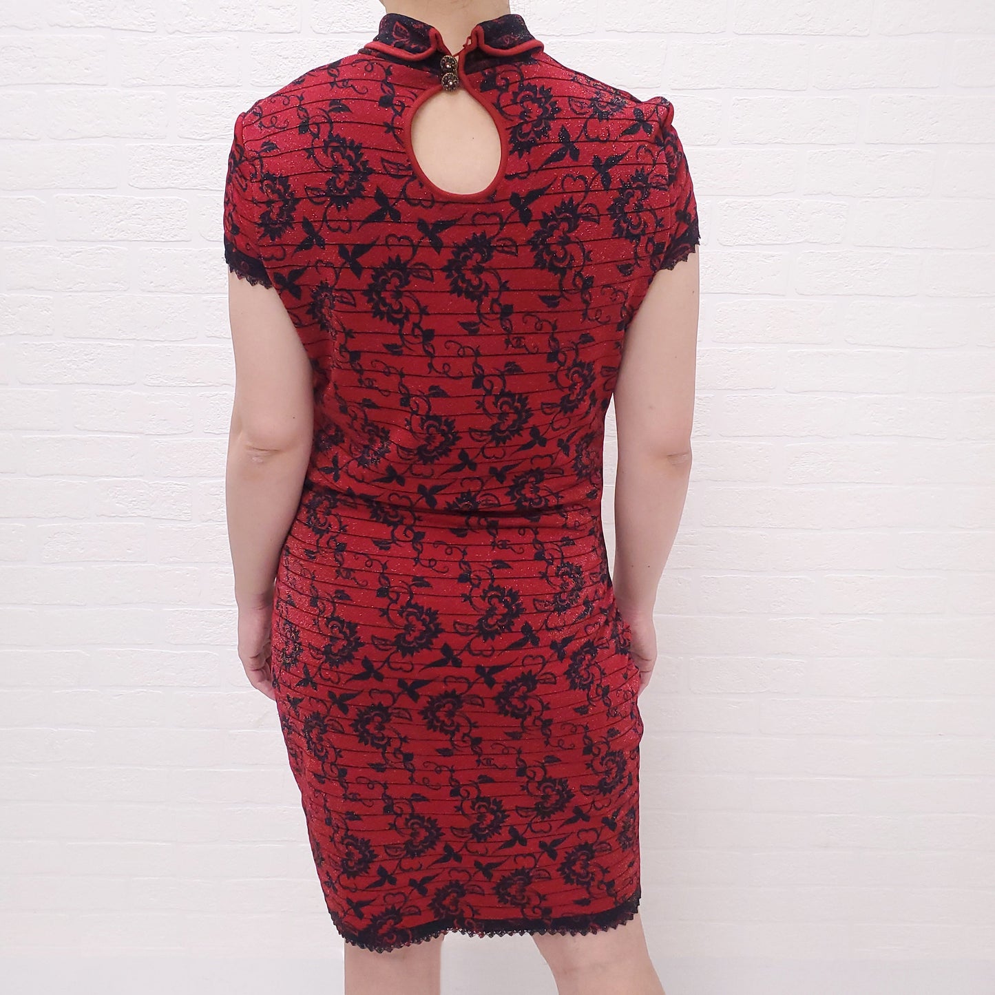 CHANEL WOOL MID-LENGTH PATTERNED DRESS - SIZE 40
