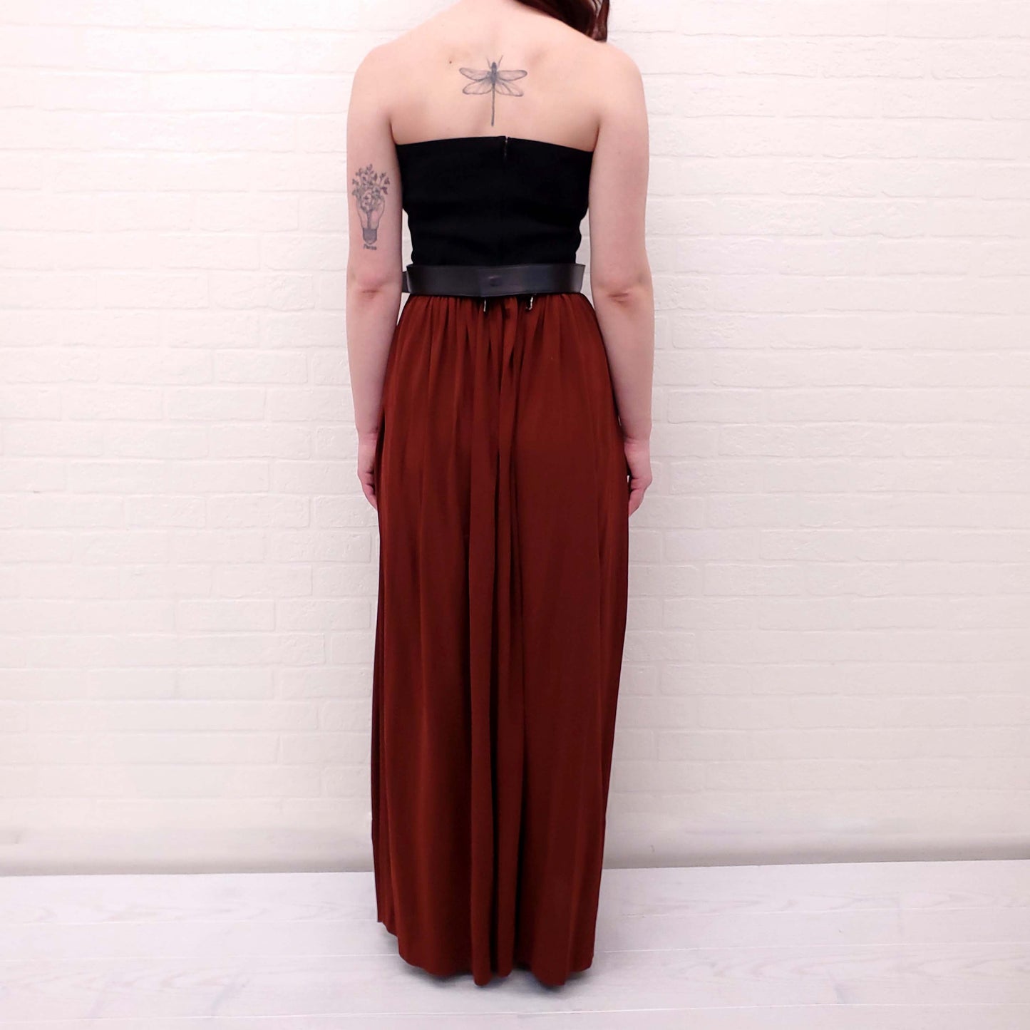 PROENZA SCHOULER BURGUNDY DRESS WITH LEATHER BUCKLE DETAIL - SIZE 4