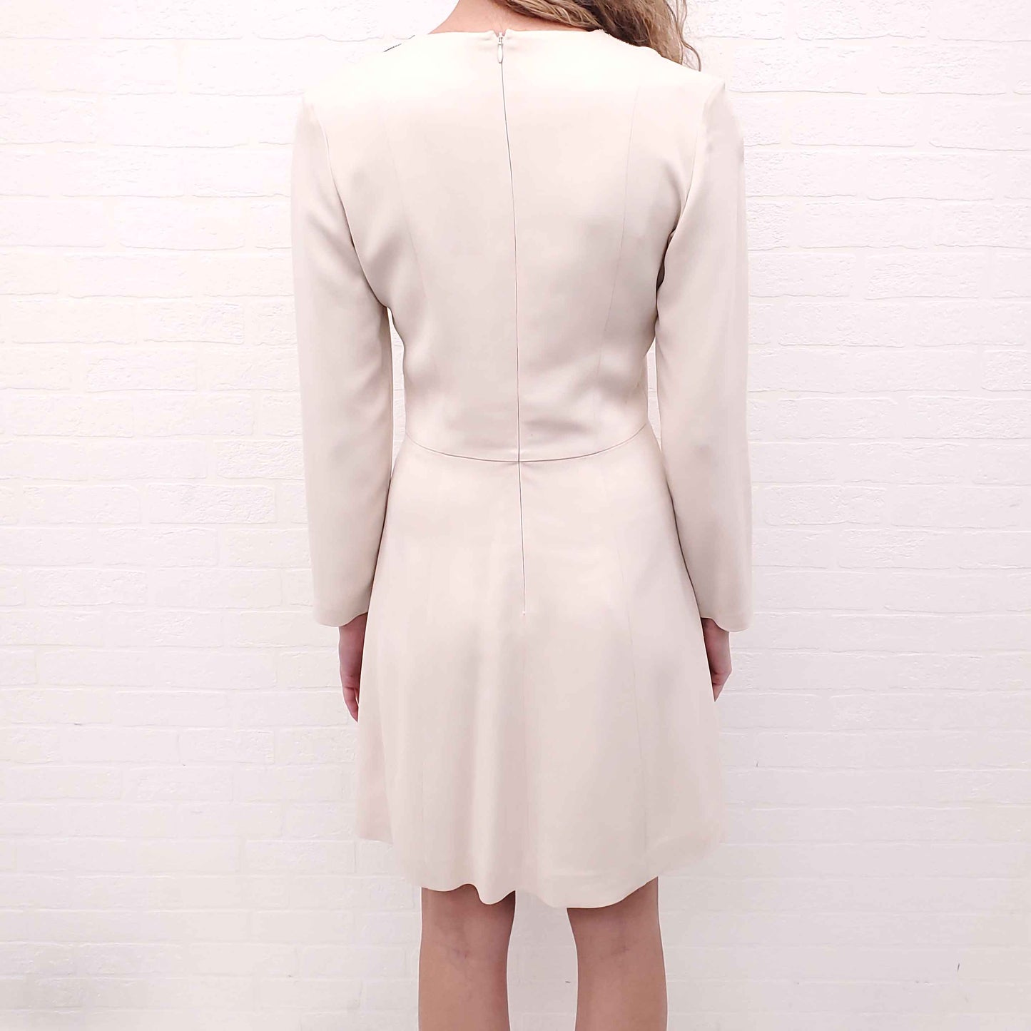 ETRO CREAM DRESS WITH BLACK BEADING DETAIL - SIZE 42