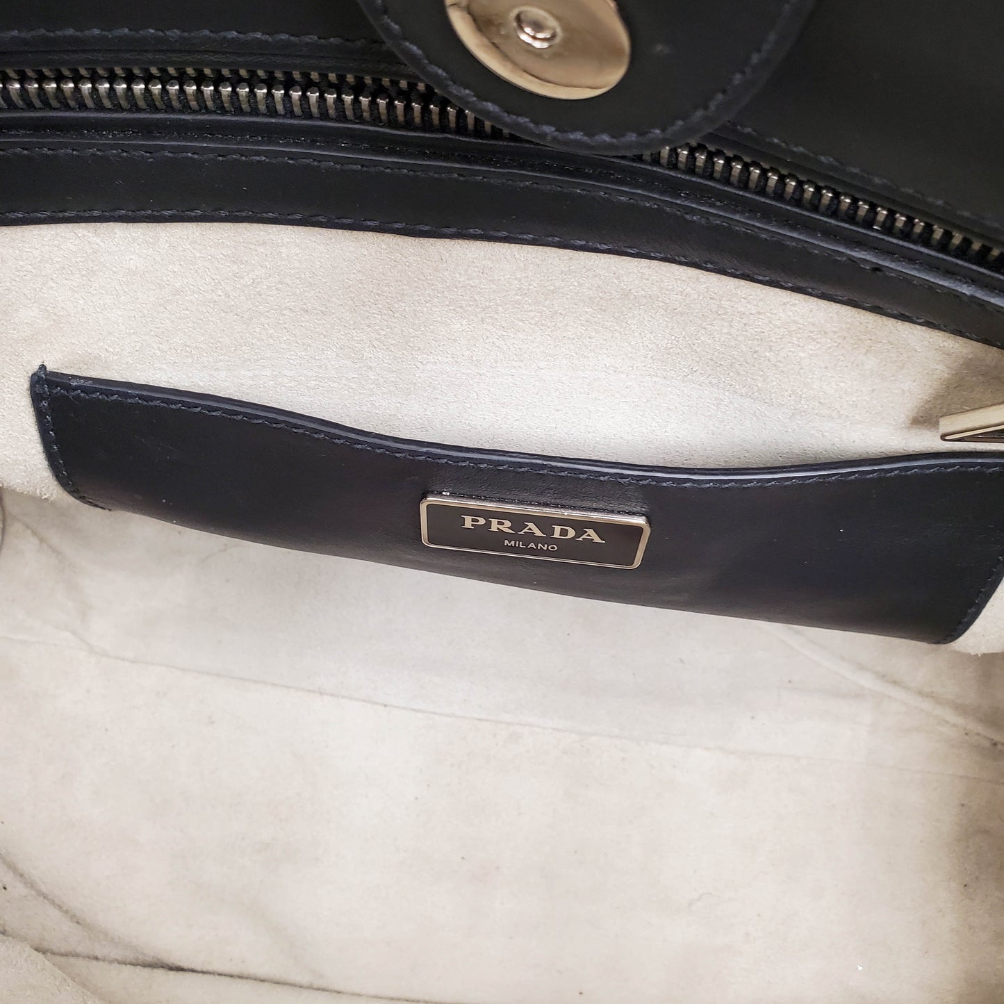 PRADA CITY CALF LEATHER TWIN POCKET BAG
