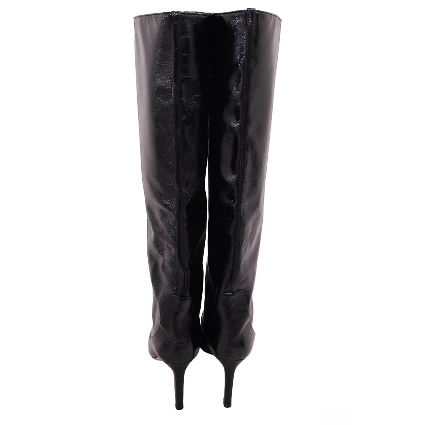 JIMMY CHOO BLACK PATENT CALF BOOTIES - SIZE 38
