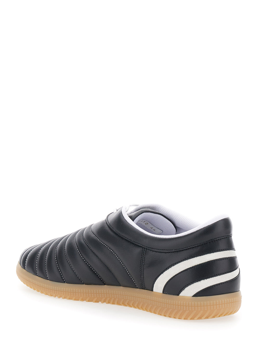 Valentino Garavani Men Black Low Top Sneakers With Panther Patch Detail On The Side And Flame Motif In Leather For Men