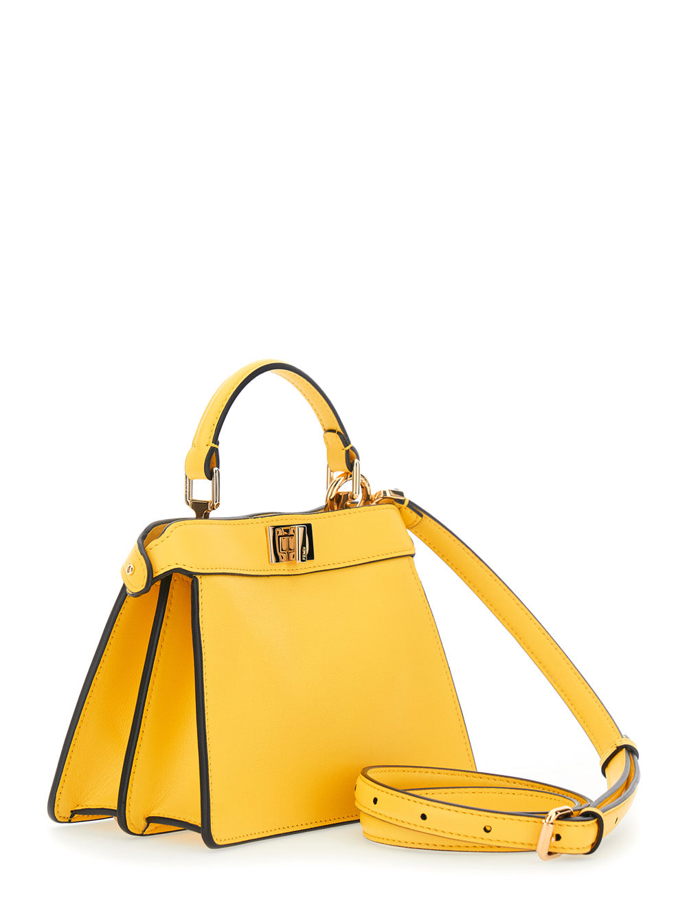 Fendi Women 'Peekaboo Iseeu Petite' Yellow Handbag With Turnlock Closure In Leather For Women