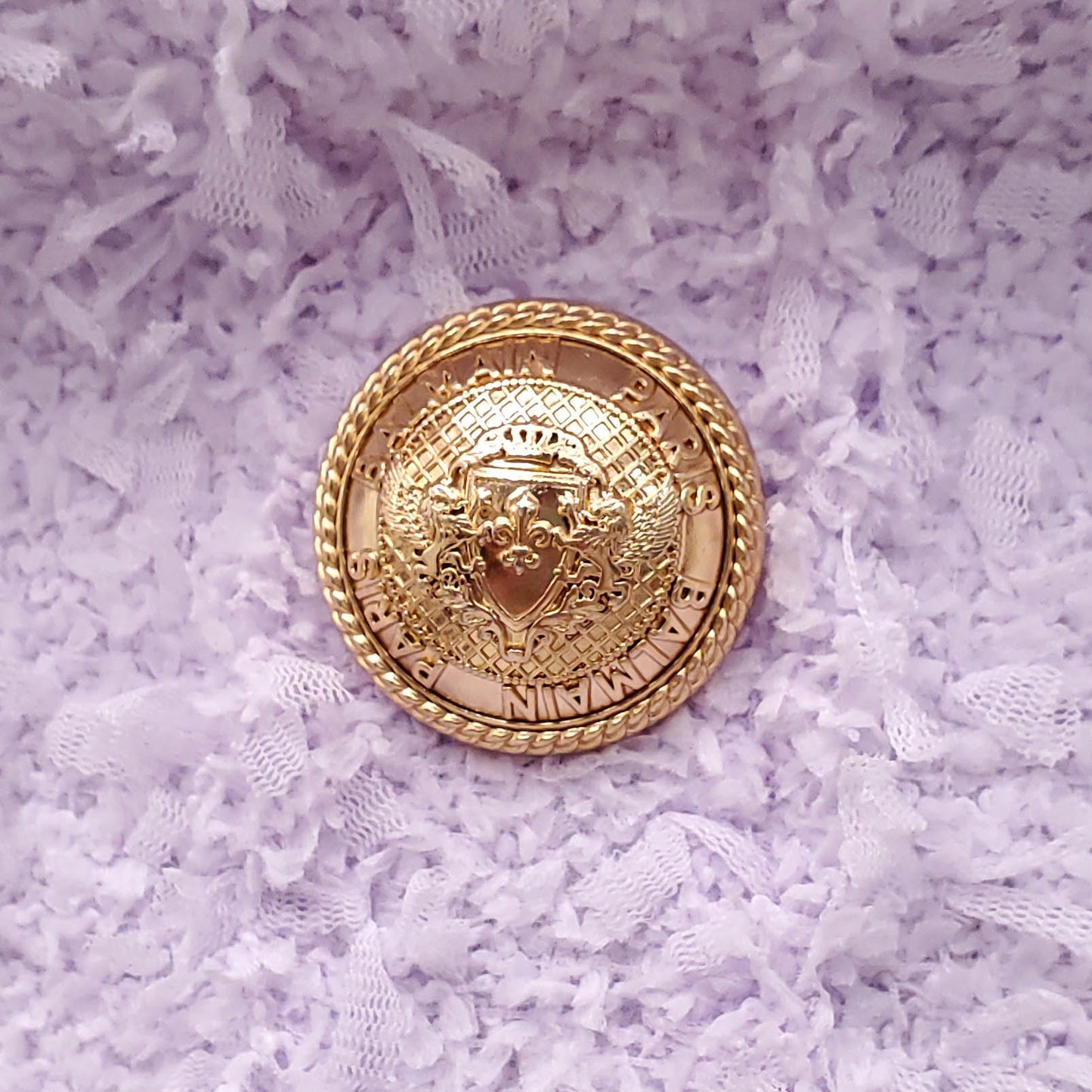 BALMAIN LILAC TWEED SKIRT SET WITH LOGO BUTTONS - SIZE 38