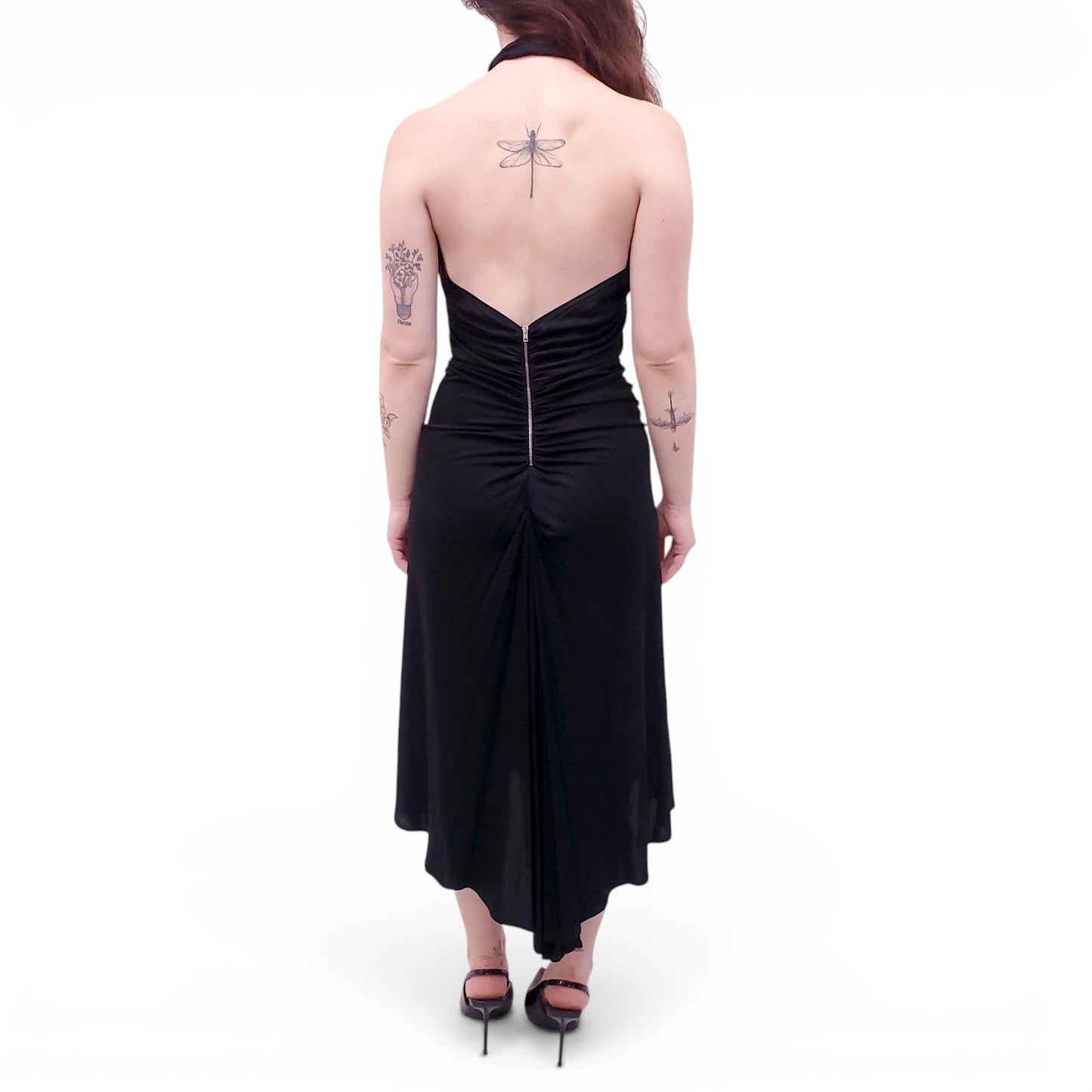 MIU MIU BLACK HALTER TWIST DRESS - SIZE 42