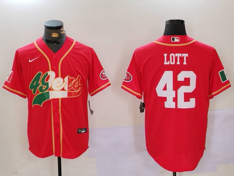 Men's San Francisco 49ers Ronnie Lott #42 Scarlet Game Jersey1