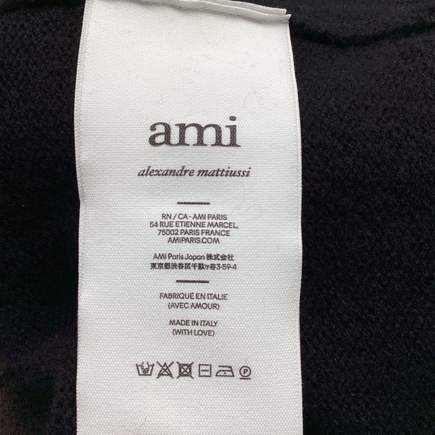 AMI Paris Cropped Cardigan in Black Merino Wool