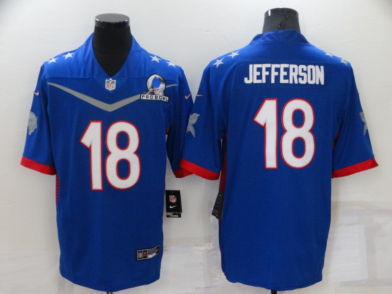 Men's Minnesota Vikings Justin Jefferson #18 Blue ALL STAR Game jersey