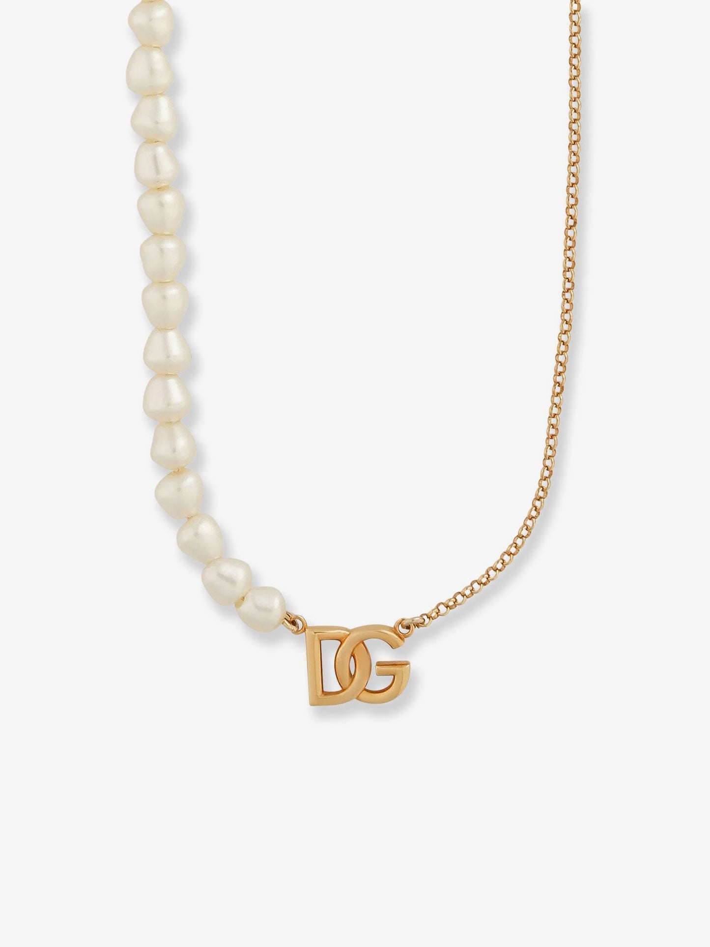 Dolce & Gabbana Women Brass Necklace With Pearls And Dg Logo
