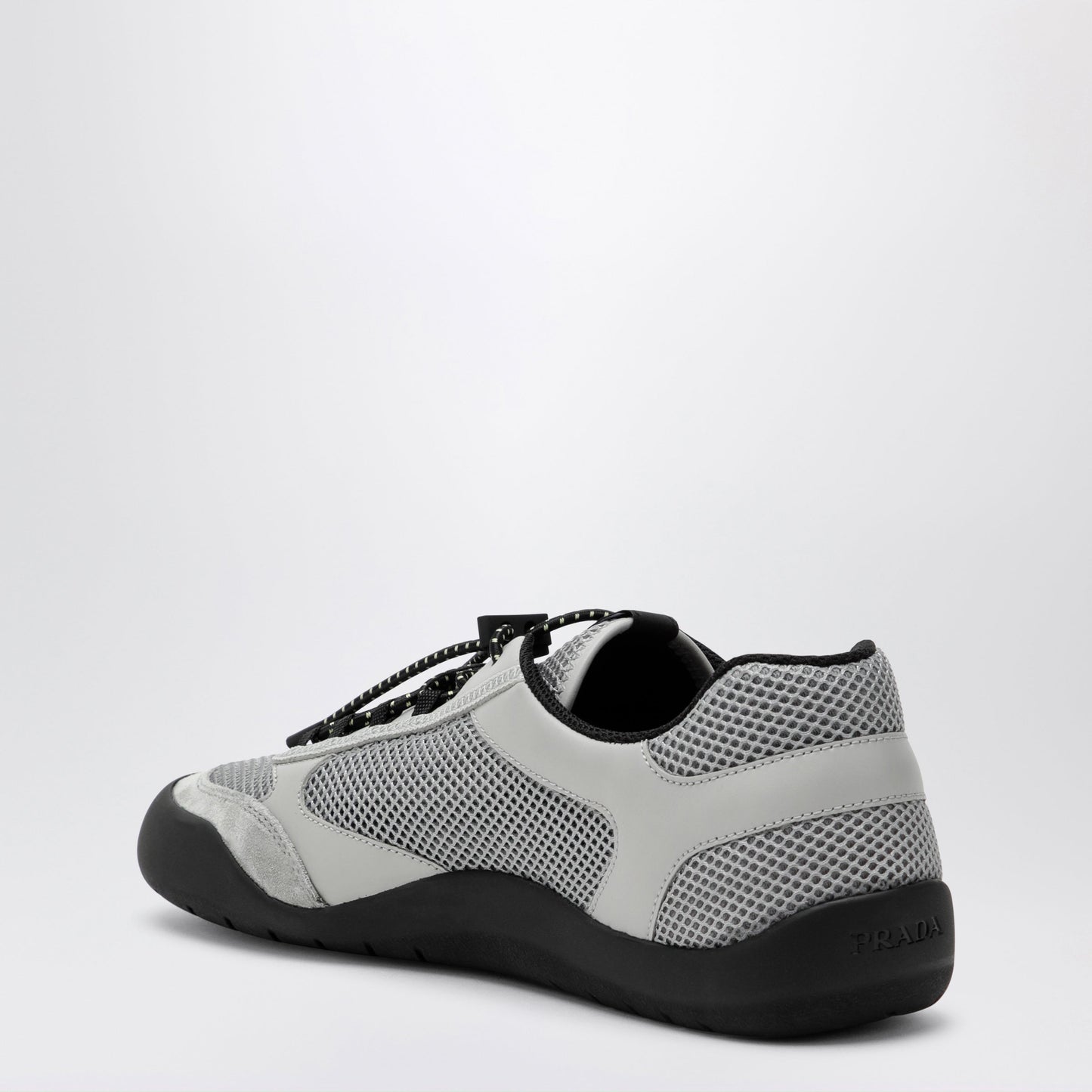 Prada Grey Speedrock Sneakers In Leather And Mesh Fabric Men