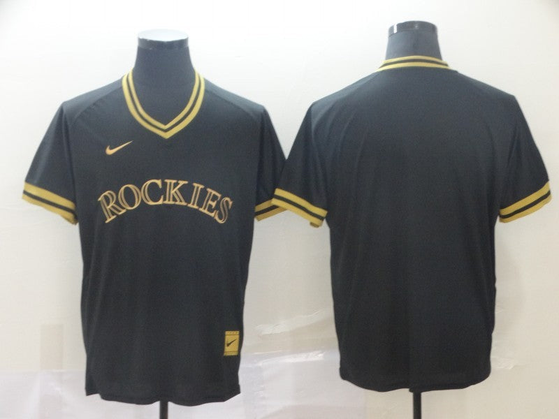 Men's Colorado Rockies Black Replica Blank Jersey1