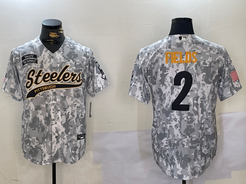 Men's Pittsburgh Steelers Justin Fields #2 Arctic Camo Salute to Service Limited Jersey1