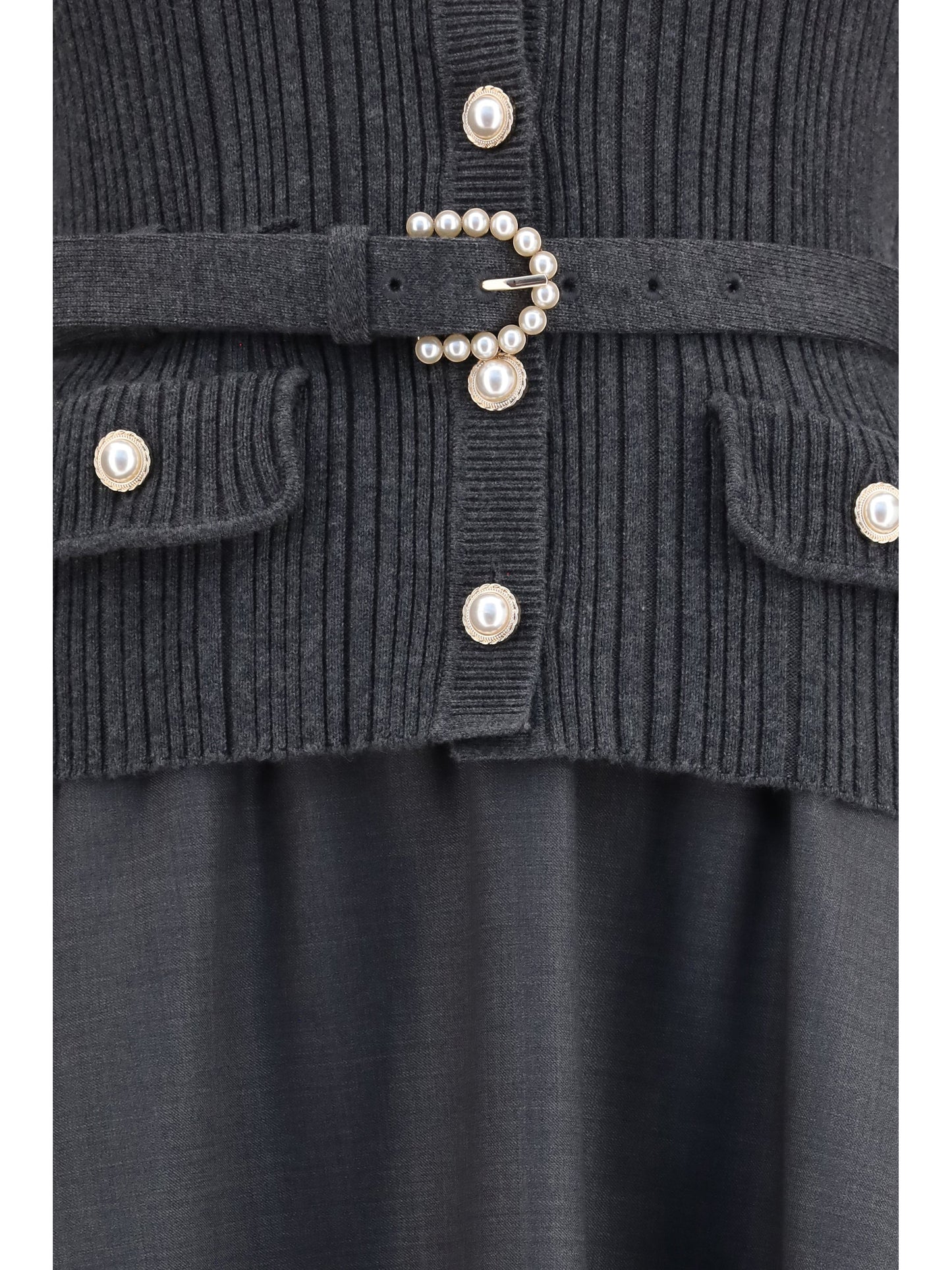 Self-Portrait Women Knit And Twill Midi Dress