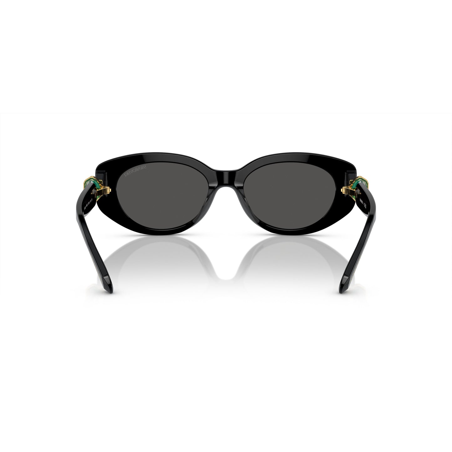 0Sk6002 Oversized Black Acetate Sunglasses with Green Crystal Embellishments