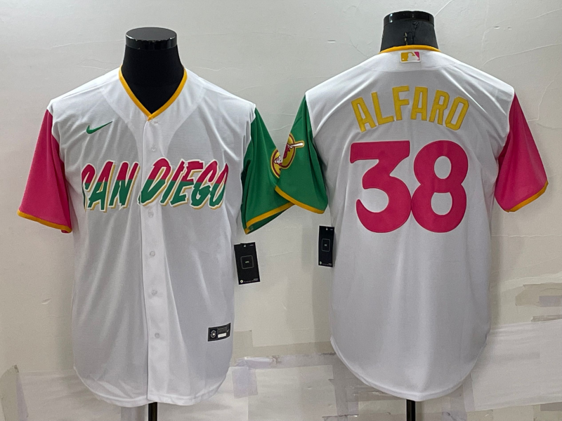 Men's San Diego Padres Jorge Alfaro #38 White Player Stitched Jersey1