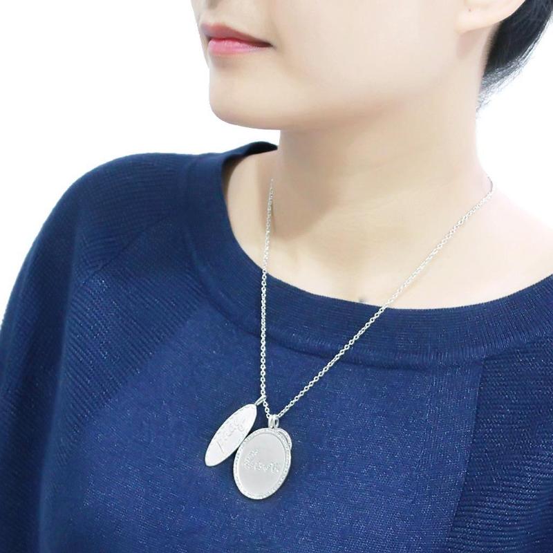 Rhodium+Brushed Brass Necklace with Top Grade Crystal in Light Amethyst