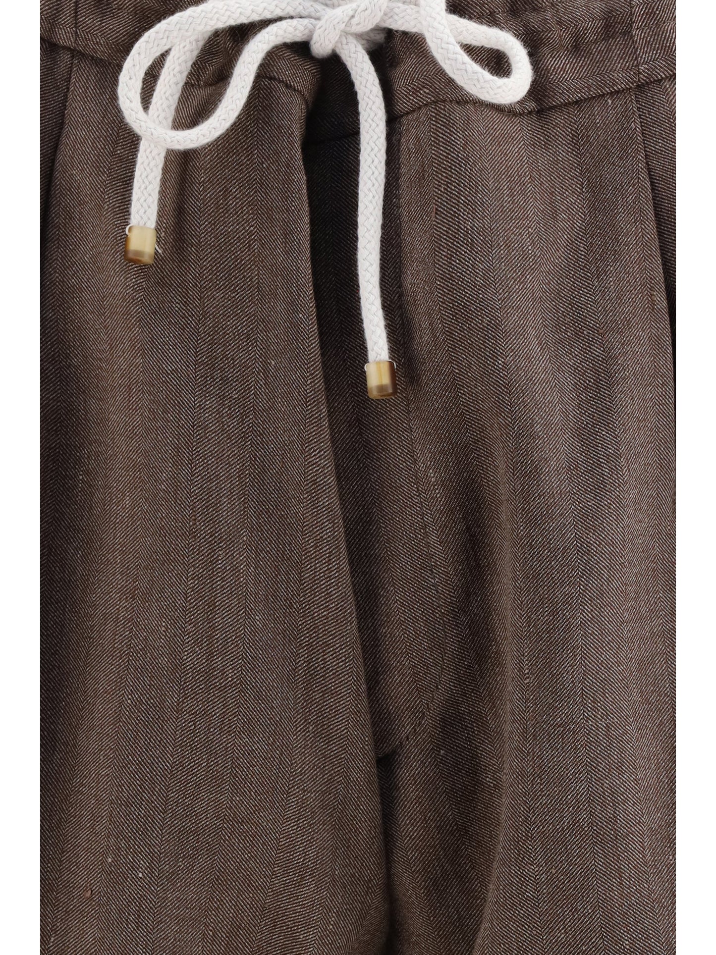 Brunello Cucinelli Men Linen And Virgin Wool Chevron Bermuda Shorts