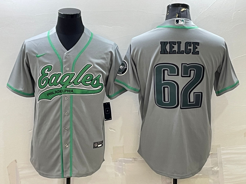 Men's Philadelphia Eagles Jason Kelce #62 Gray Game jersey Joint Edition