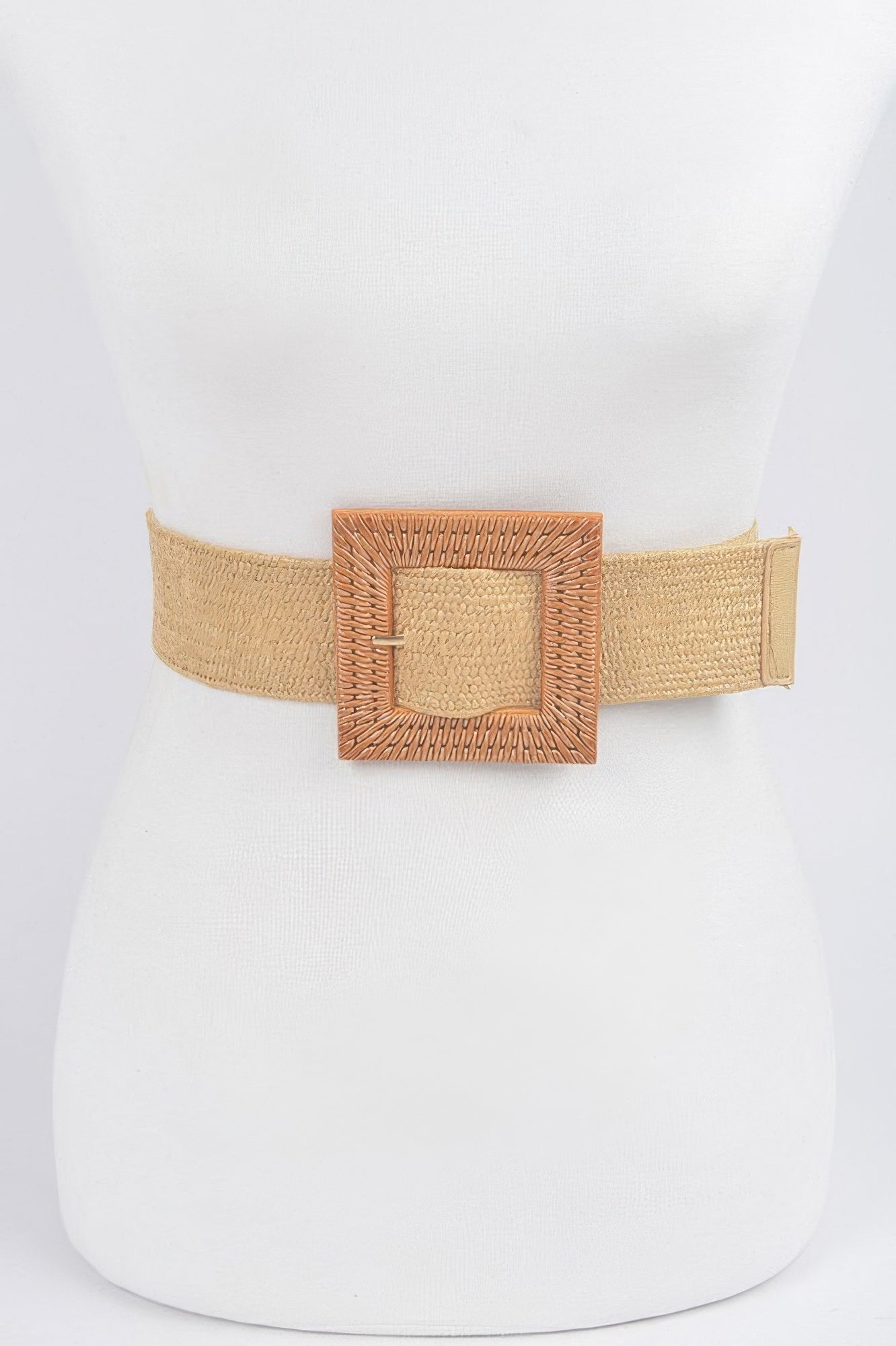 Faux Bamboo Buckle Elastic Belt