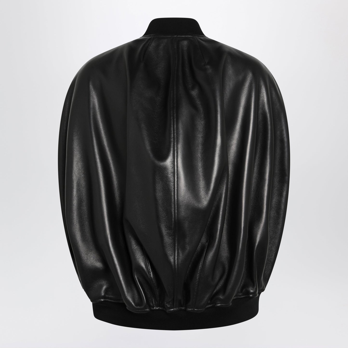Balenciaga Black Leather Bomber Jacket Women
