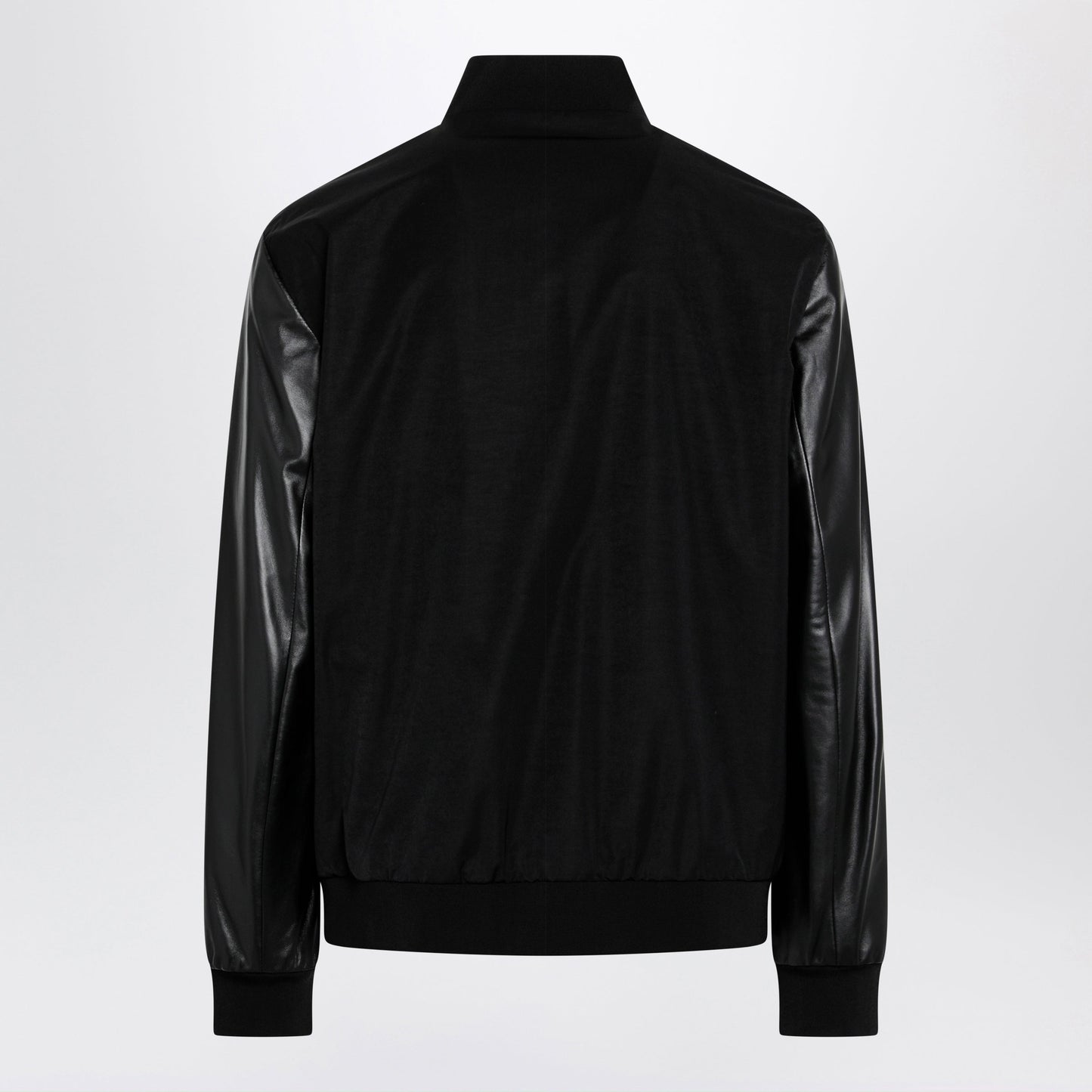 Gucci Fabric Bomber With Nappa Leather Sleeves, Black Men