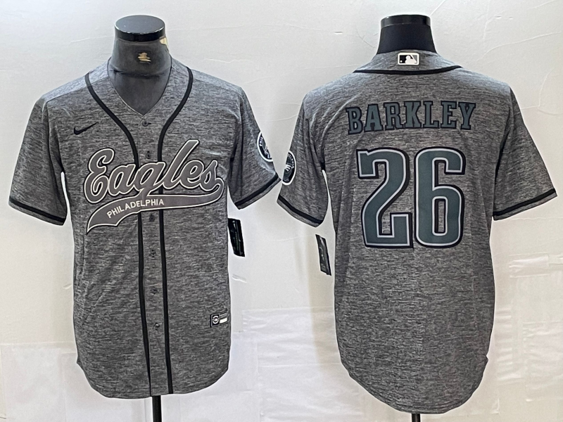 Men's Philadelphia Eagles Saquon Barkley #26 Gray Game jersey Joint Edition