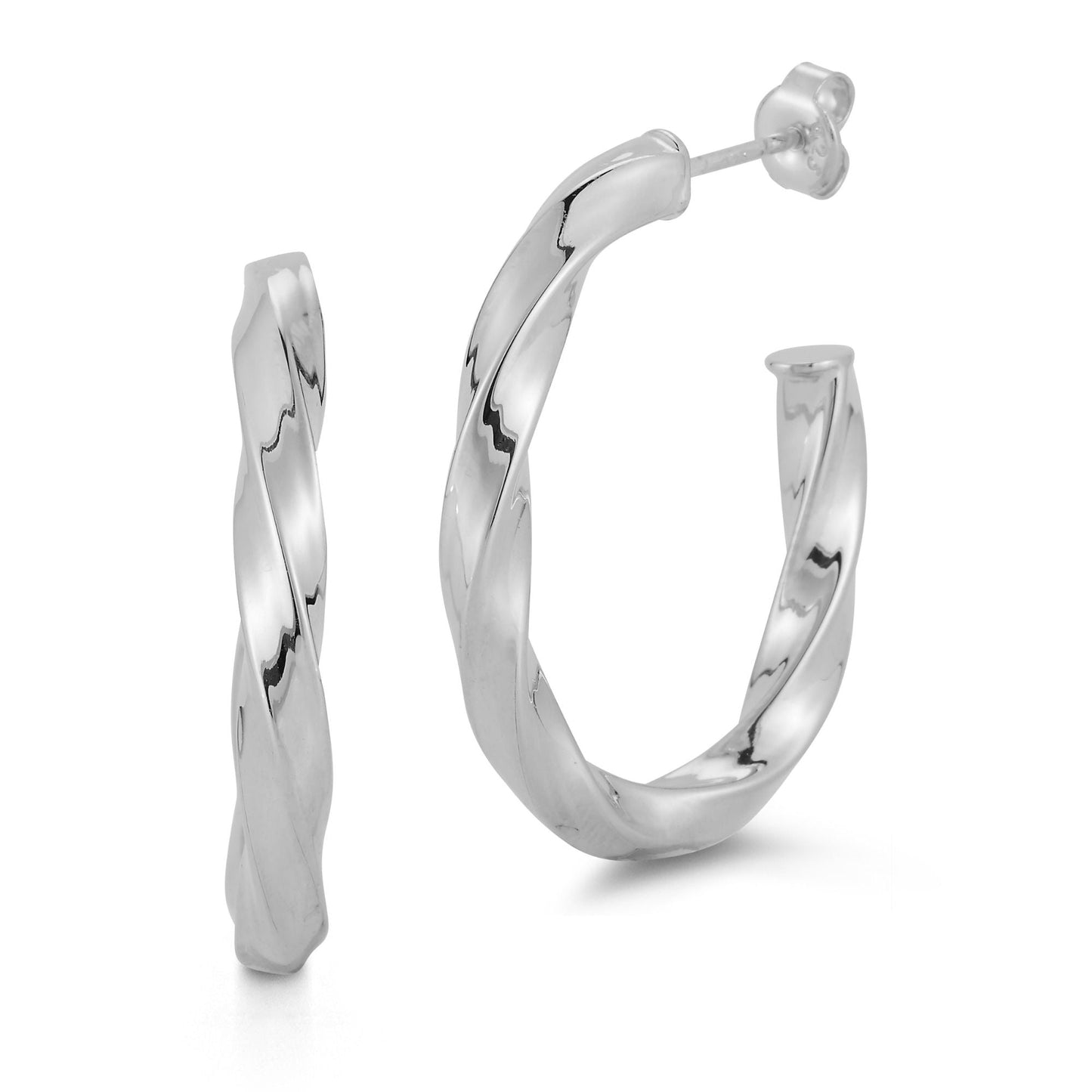 Sterling Silver Oval Twist Hoops