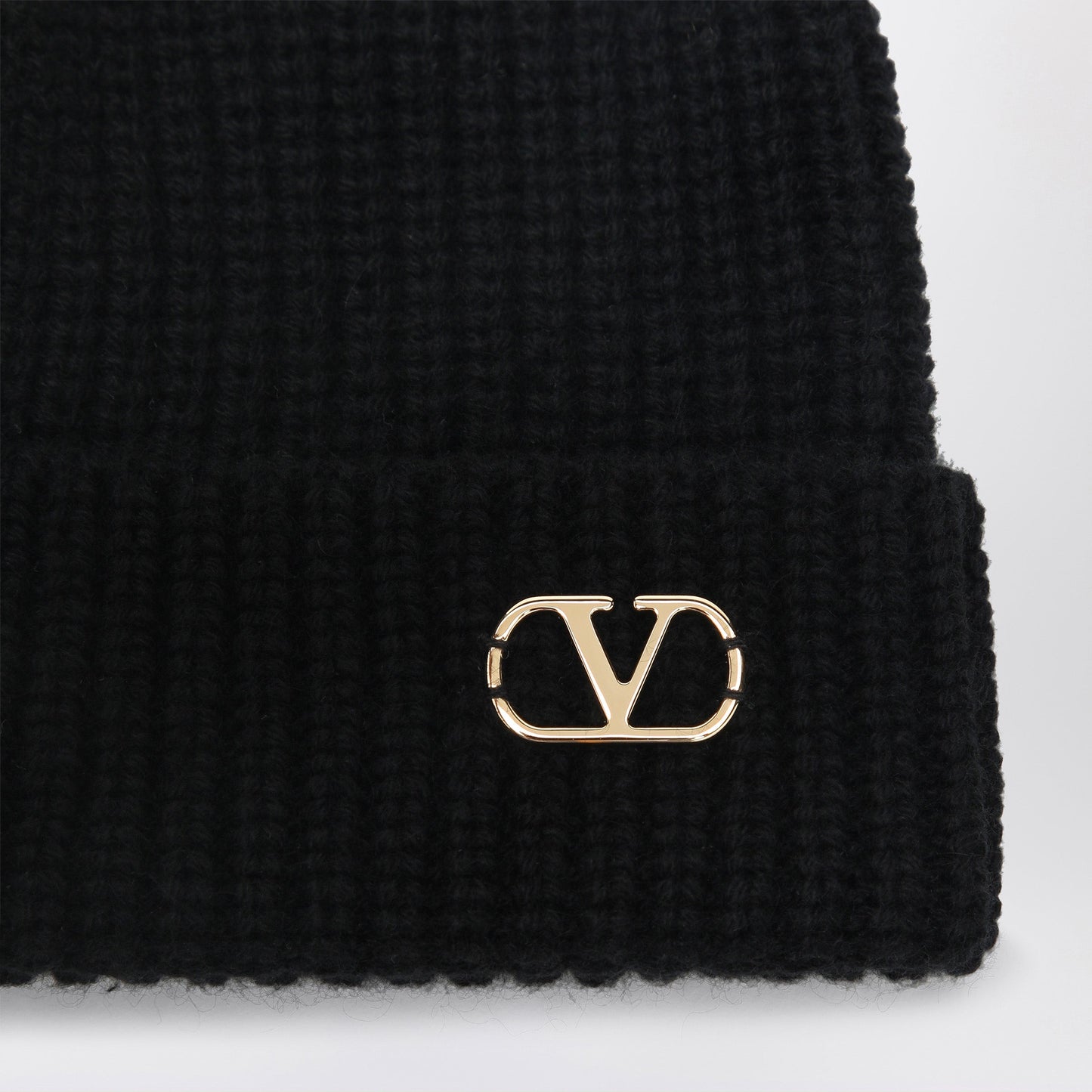 Valentino Garavani Black Vlogo Signature Cashmere Beanie Men