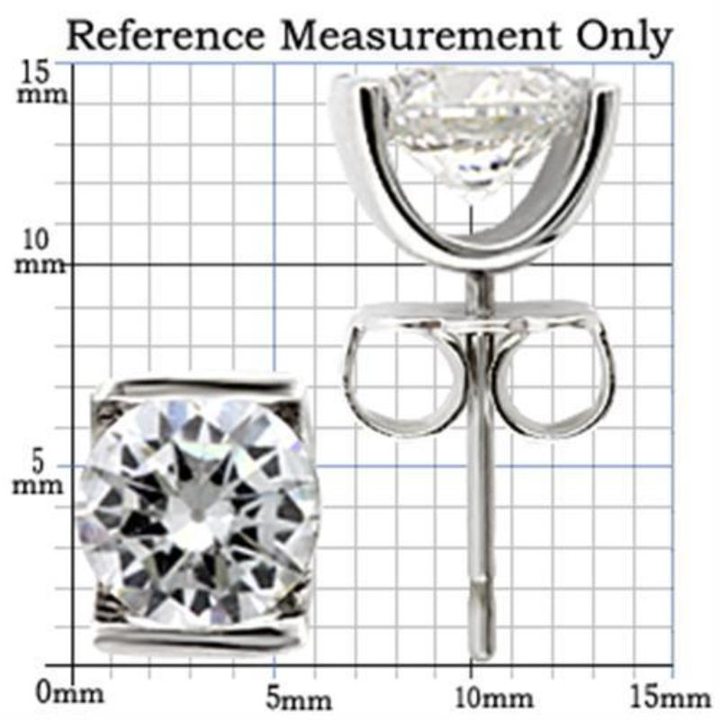Rhodium 925 Sterling Silver Earrings with AAA Grade CZ in Clear
