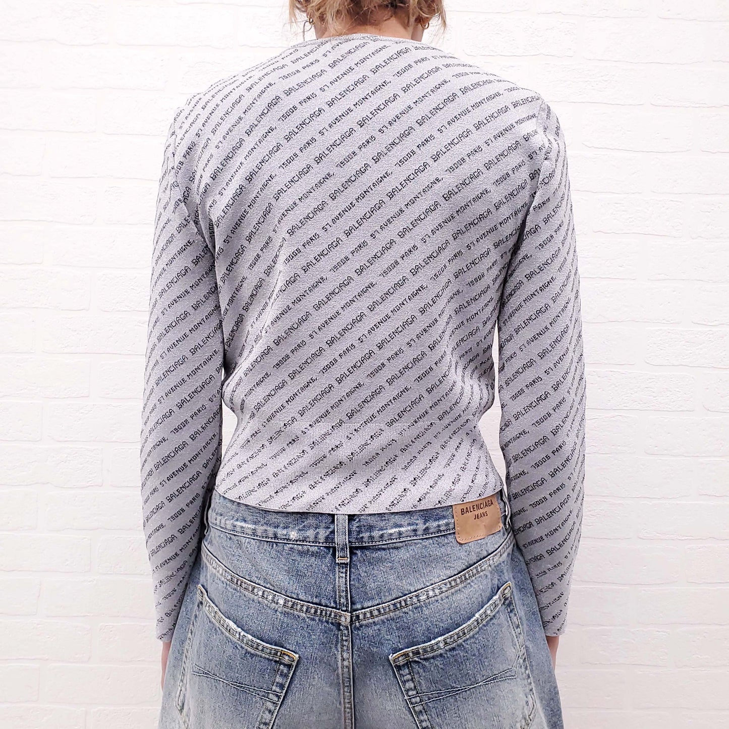 BALENCIAGA SILVER LOGO CARDIGAN - SIZE 40