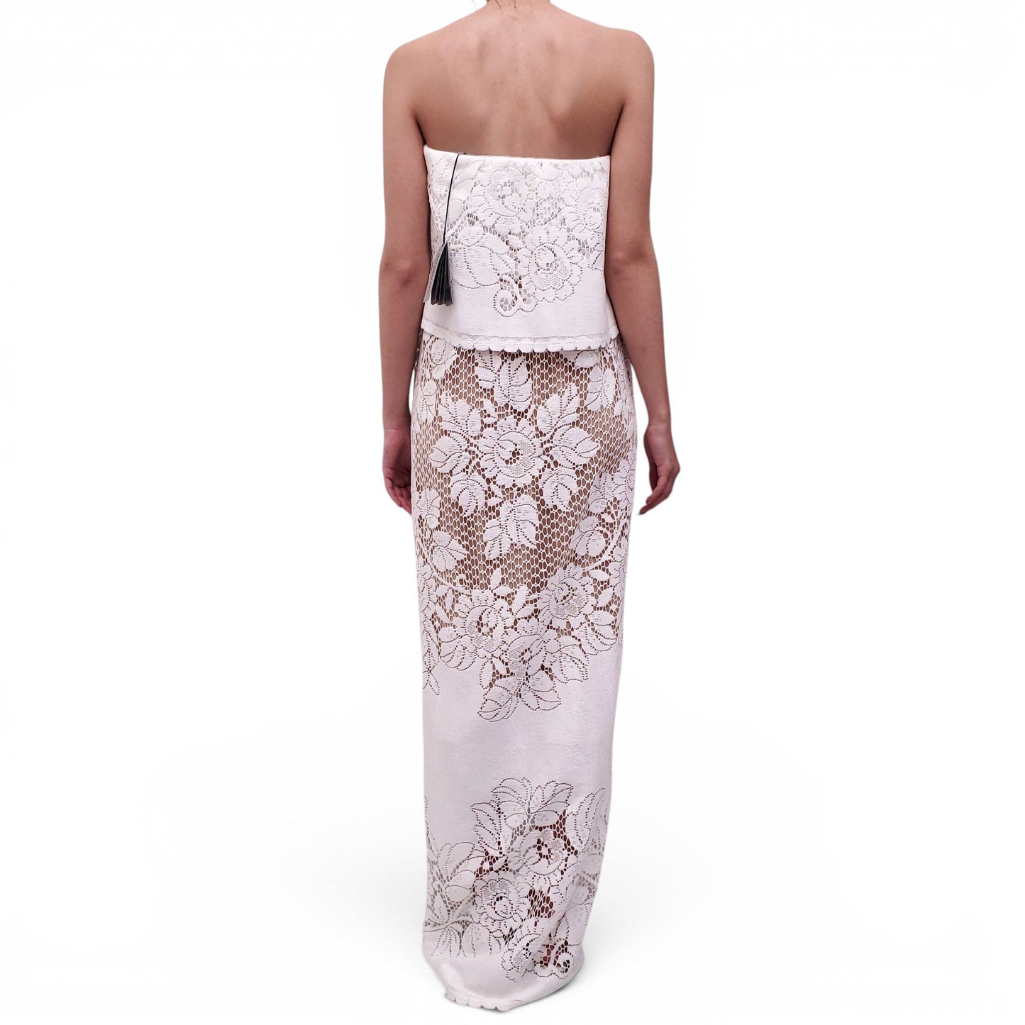 BALENCIAGA WHITE 'UPCYCLED TABLECLOTH' LACE DRESS - SIZE 38