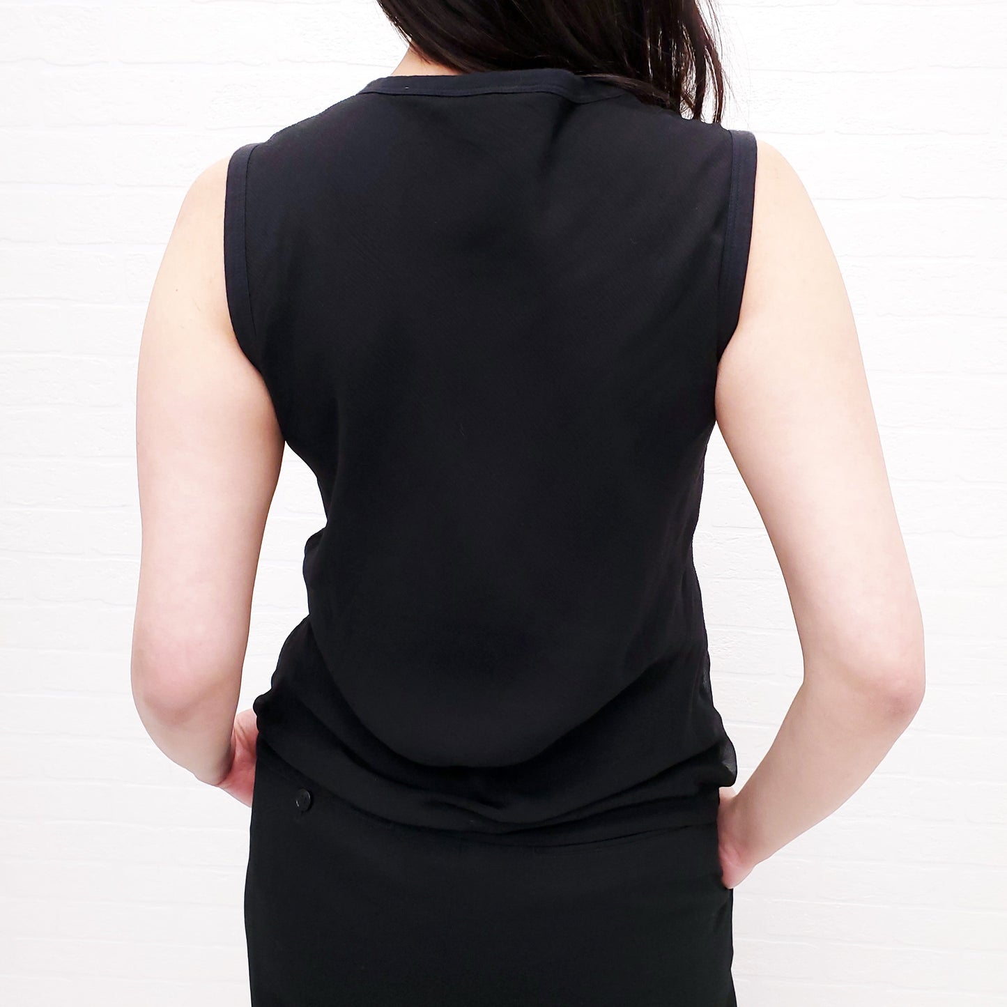 CELINE VINTAGE BLACK TRIOMPHE TANK TOP - SIZE M