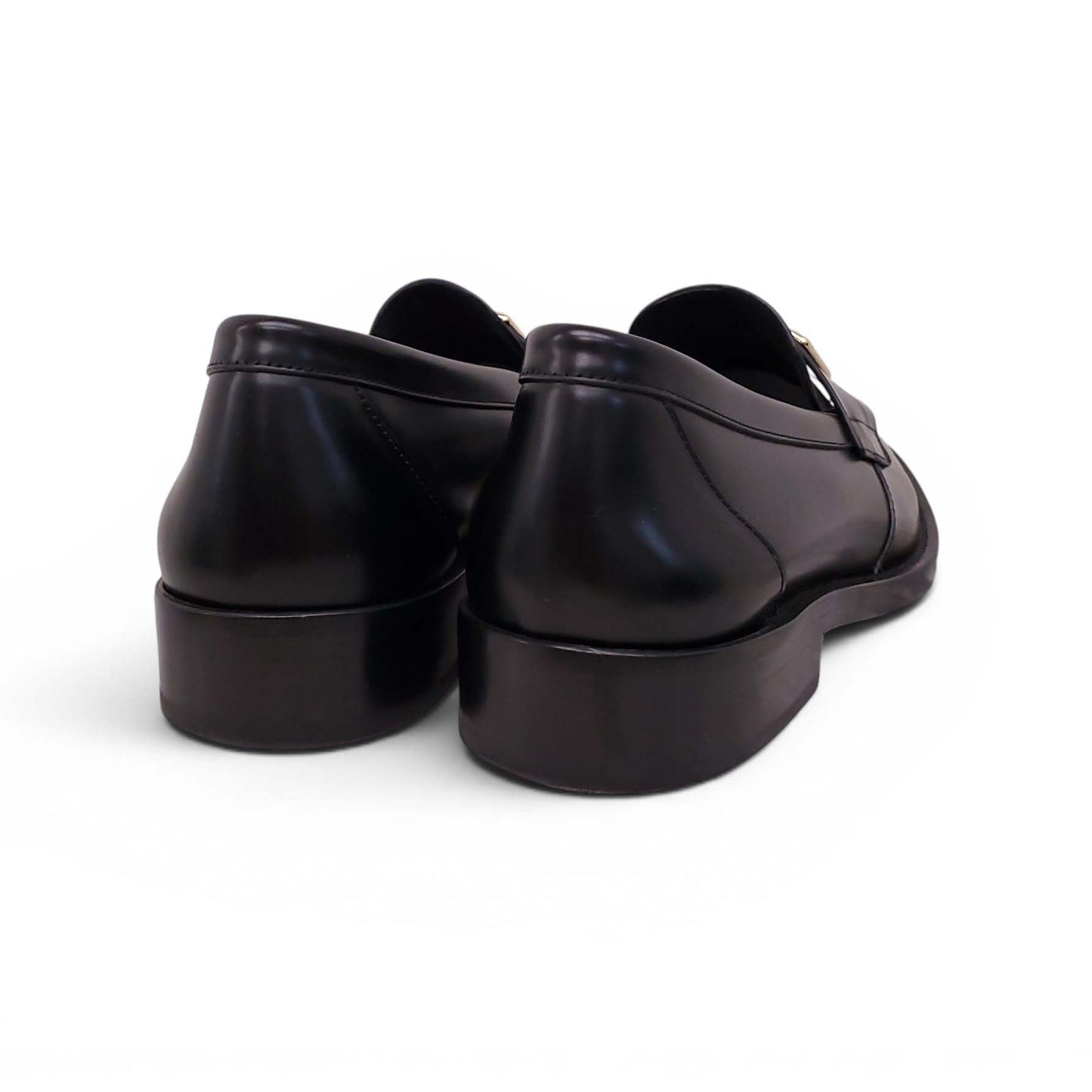 CHANEL BLACK AND WHITE LOAFERS WITH GOLD LOGO - SIZE 39.5C