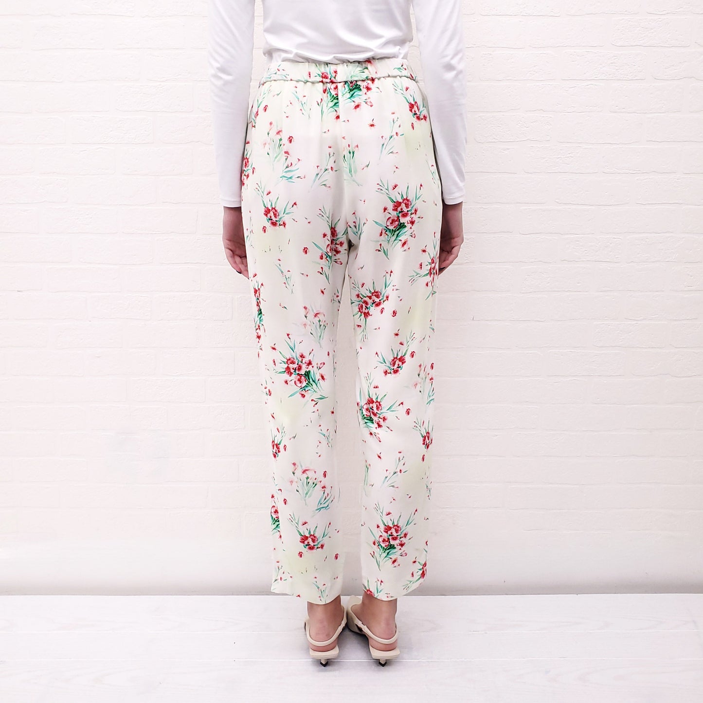 DRIES VAN NOTEN FLORAL CREAM PANTS - SIZE 40