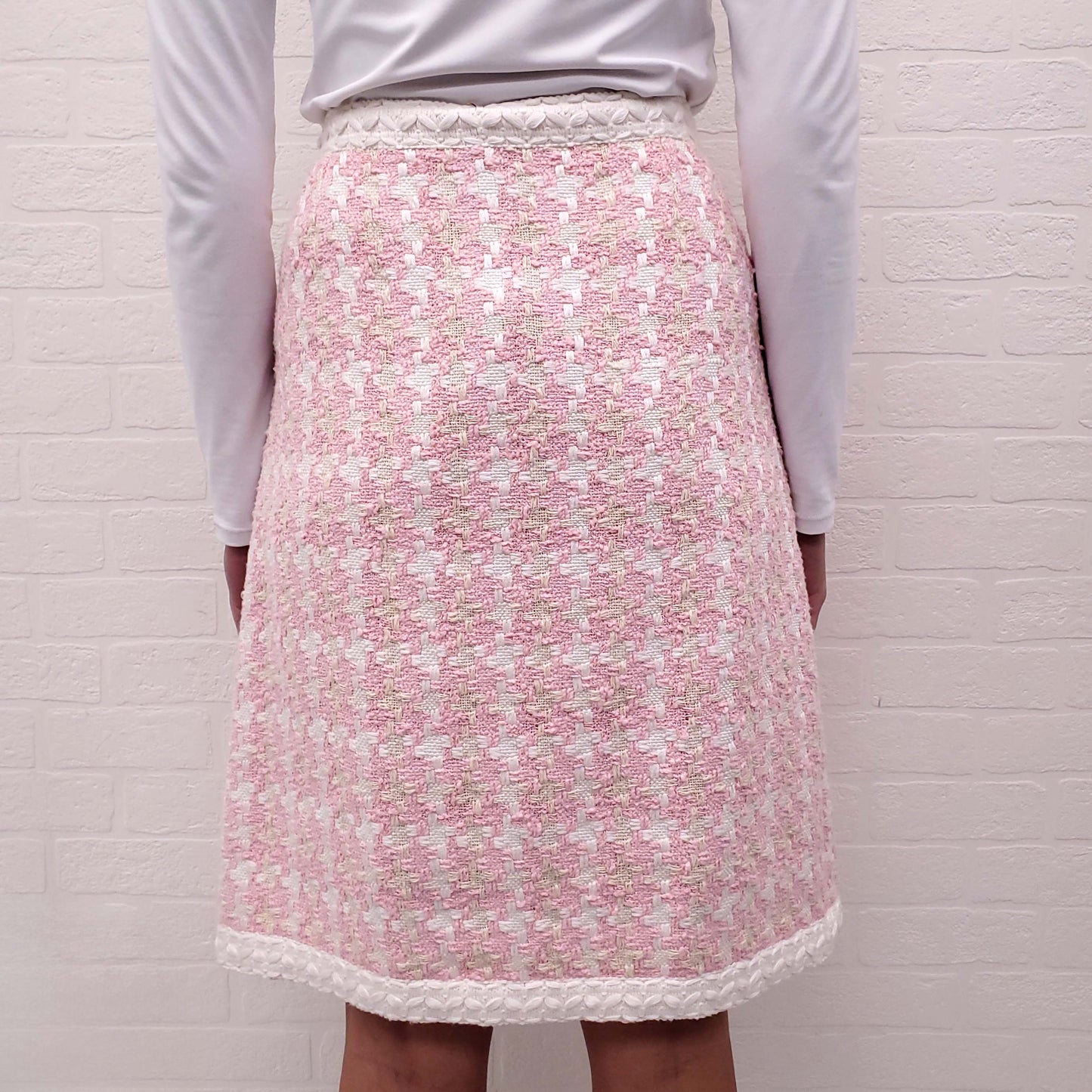 EDWARD ACHOUR PARIS PINK TWEED SKIRT - SIZE 44