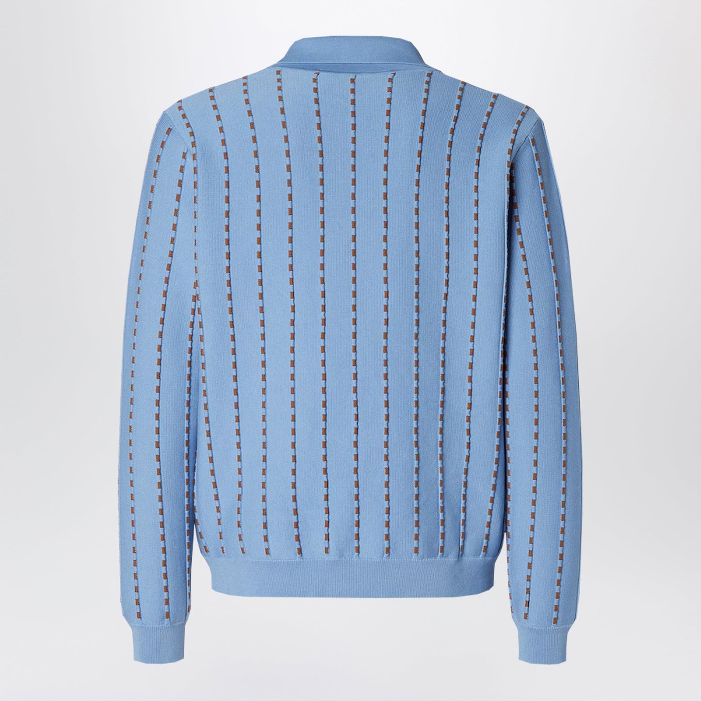 Fendi Light Blue Cotton Knit Jumper Men