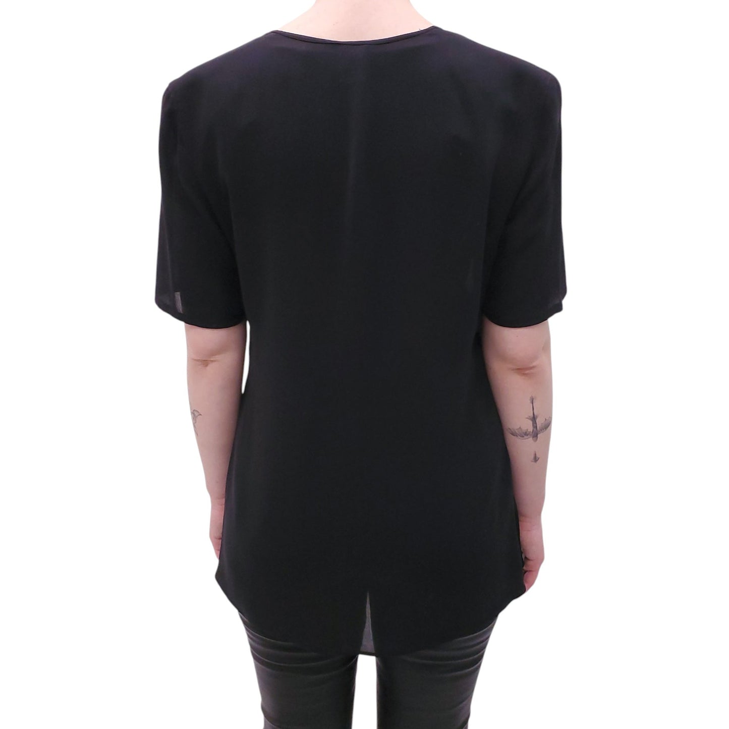 GIORGIO ARMANI BLACK SILK WRAP BLOUSE - SIZE M