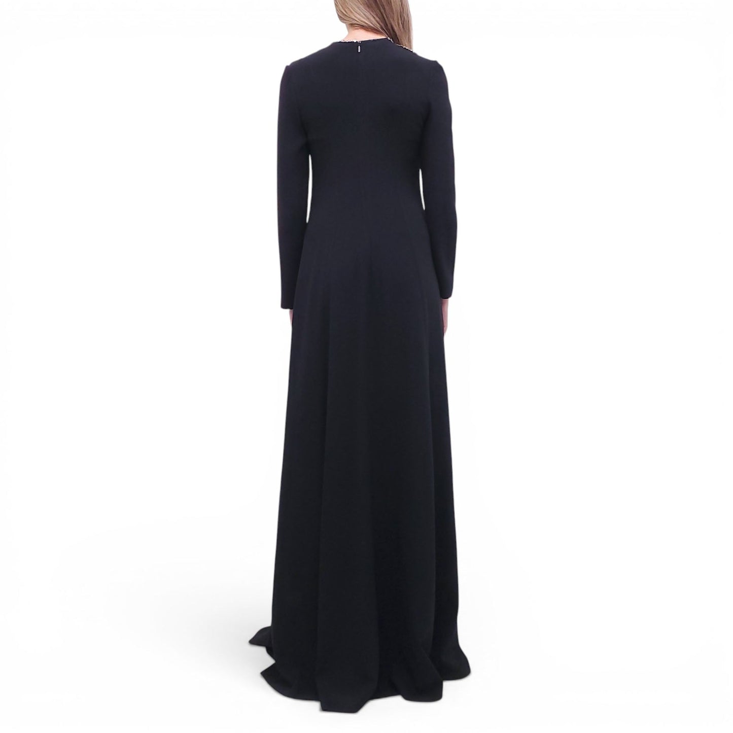 GUCCI BLACK LONG SLEEVE GOWN WITH CRYSTAL STAR EMBELLISHMENTS - SIZE S
