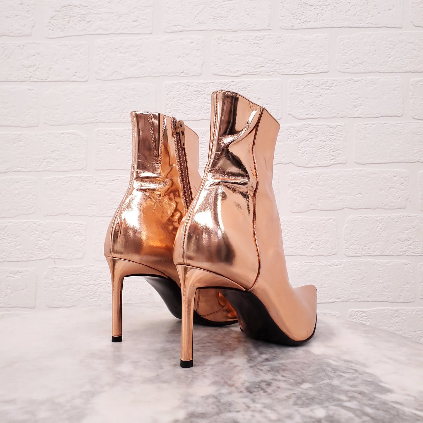 HAIDER ACKERMANN BRONZE METALLIC BOOTIES - SIZE 35